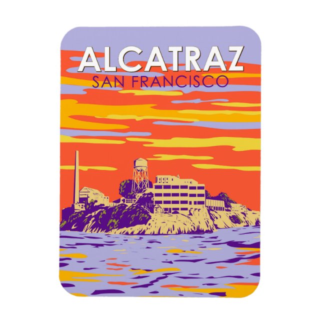 Imán Isla de Alcatraz San Francisco Viaje Vintage (Vertical)