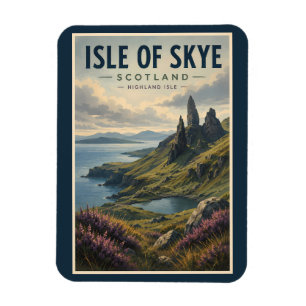 Imán Isla de Skye Escocia Paisaje Viaje Arte Retro