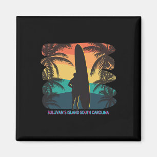 Imán Isla de Sullivan Sur Carolina Sc Palm Tree Surf