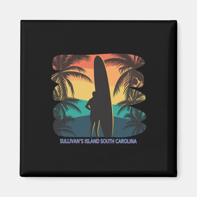 Imán Isla de Sullivan Sur Carolina Sc Palm Tree Surf (Frente)