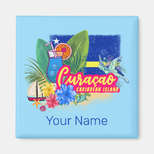 Imán Isla del Caribe retro de Curacao con cosecha de to