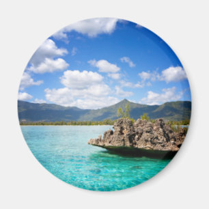 Imán Isla Mauricio Beach Round Magnet
