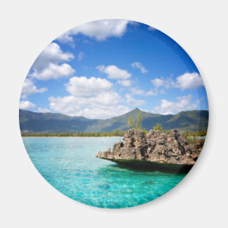 Imán Isla Mauricio Beach Round Magnet