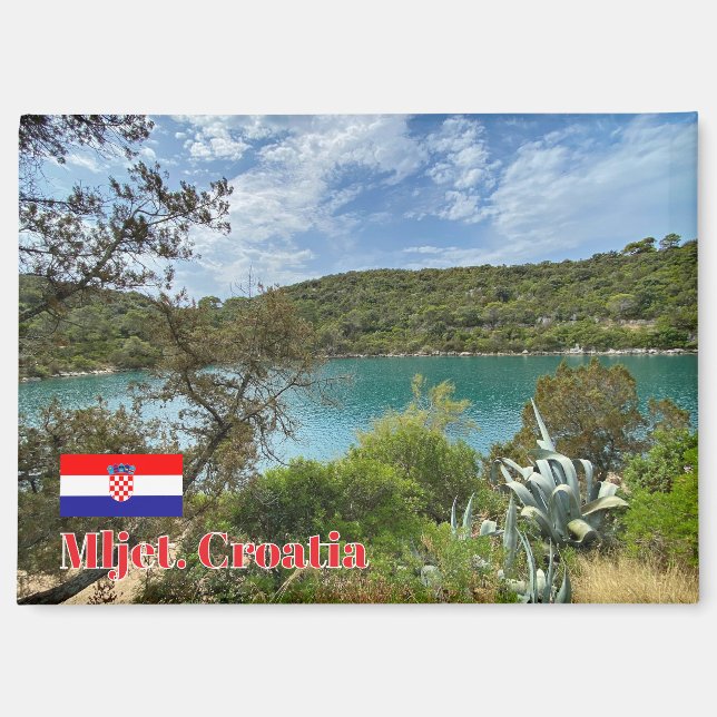 Imán Isla Mljet en Croacia, viaje (Anverso)