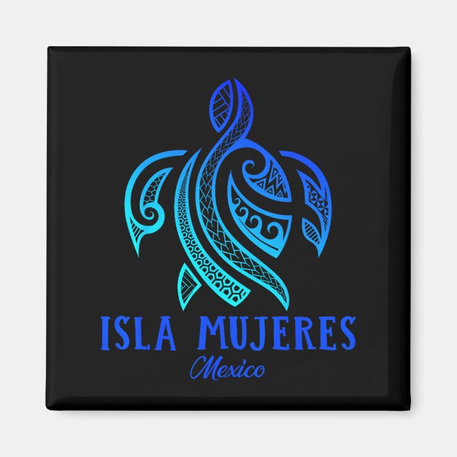 Imán Isla Mujeres Mexico Sea Turtle Tie Dye Hibiscus Va (Frente)