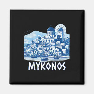 Imán Isla Mykonos Grecia Recuerdo Griego Verano Vacacio