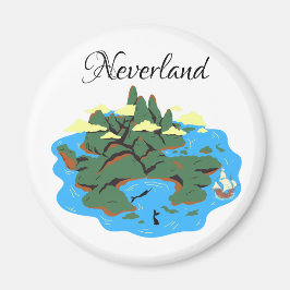 Imán Isla Neverland con sirenas y barco pirata