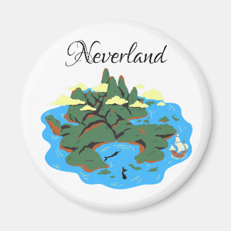 Imán Isla Neverland con sirenas y barco pirata