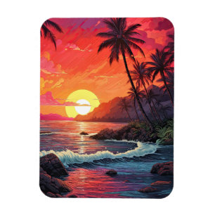 Imán Isla paradisíaca de playa tropical al atardecer