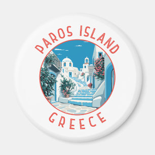 Imán Isla Paros Grecia Círculo retro perturbado