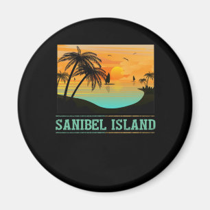 Imán Isla Retro Sanibel Florida Tropical Sunset Beach