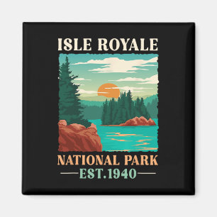 Imán Isla Royale Parque Nacional Retro Est 1940 Senderi