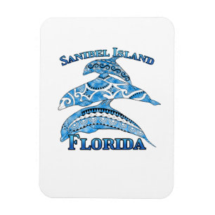 Imán Isla Sanibel Florida Vacaciones para delfines trib
