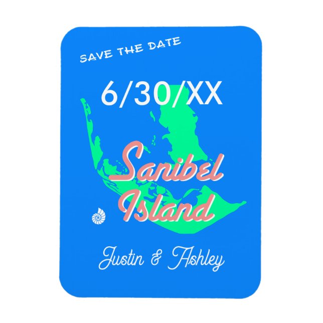 Imán Isla Sanibel salva la boda de la playa de dátiles (Vertical)