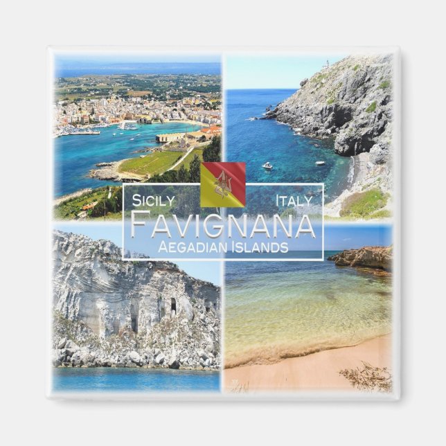 Imán ISLA SCL026 FAVIGNANA, Mosaico, Sicilia, Frigorífi (Frente)