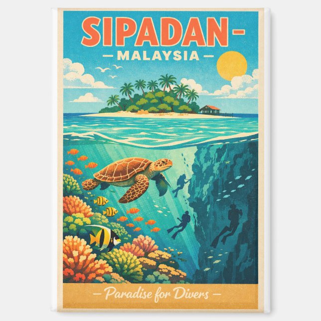 Imán Isla Sipadan, Malasia, en un vibrante (Anverso)