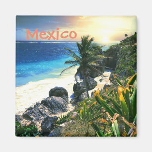 Imán Isla Tropical México Beach Shore Sunset Palm Islan