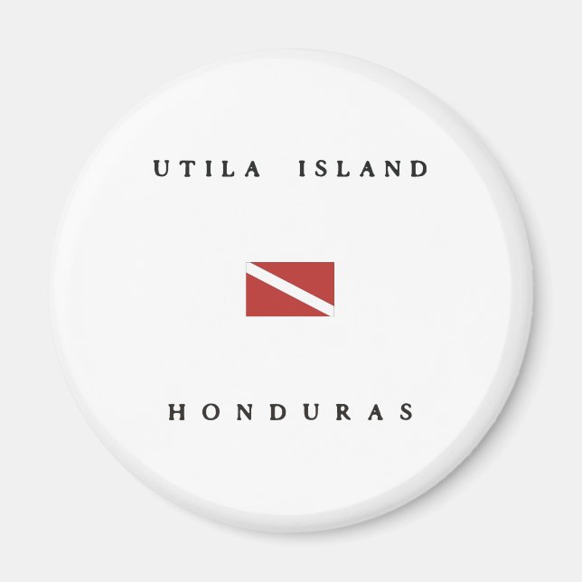 Imán Isla Utila Honduras Bandera de buceo Scuba (Frente)