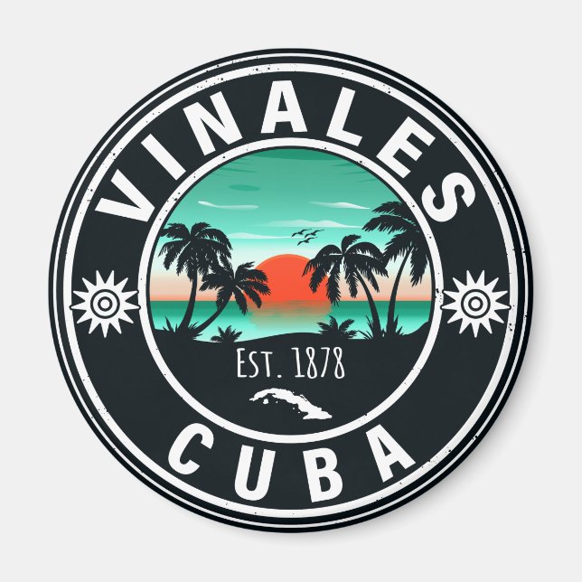 Imán Isla Vinales Cuba Retro Sunset Souvenirs 60 (Frente)