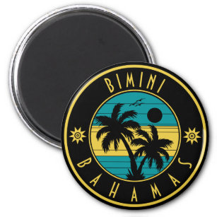 Imán Islas Bimini Bahamas recuerdos retro de palmeras