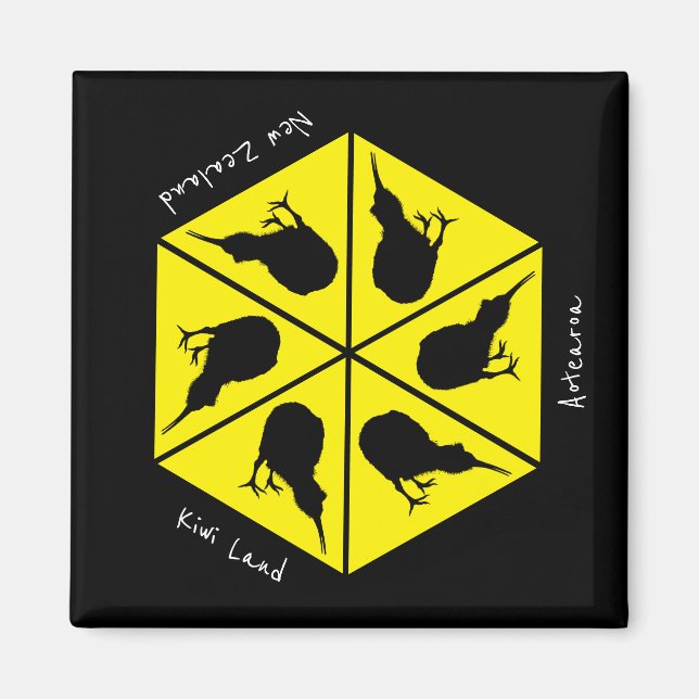 Imán Islas Kiwi Bird y Nueva Zelanda/Aotearoa (pizza) (Frente)