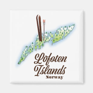 Imán Islas Lofoten, poster de esquí de Noruega.