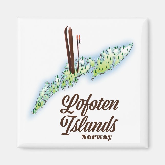 Imán Islas Lofoten, poster de esquí de Noruega. (Frente)
