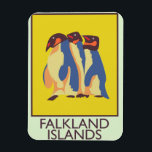 Imán Islas Malvinas<br><div class="desc">Afiche de viaje del pingüino vintage de las Islas Malvinas</div>