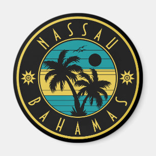 Imán Islas Nassau Bahamas Retro Palmeras souvenirs