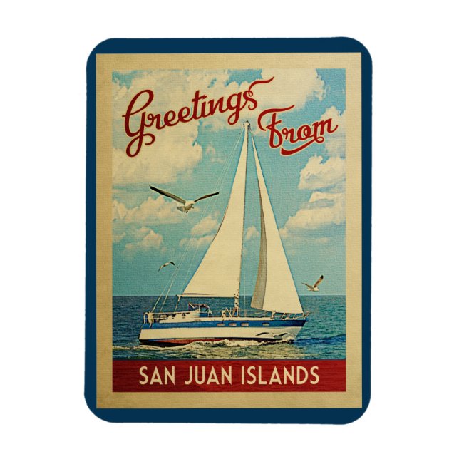 Imán Islas San Juan Vintage WA (Vertical)