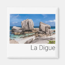 Imán Islas Seychelles La Digue Anse Marron Beach Vintag