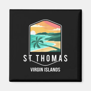 Imán Islas Vírgenes Estadounidenses Beach Sunset Palm T