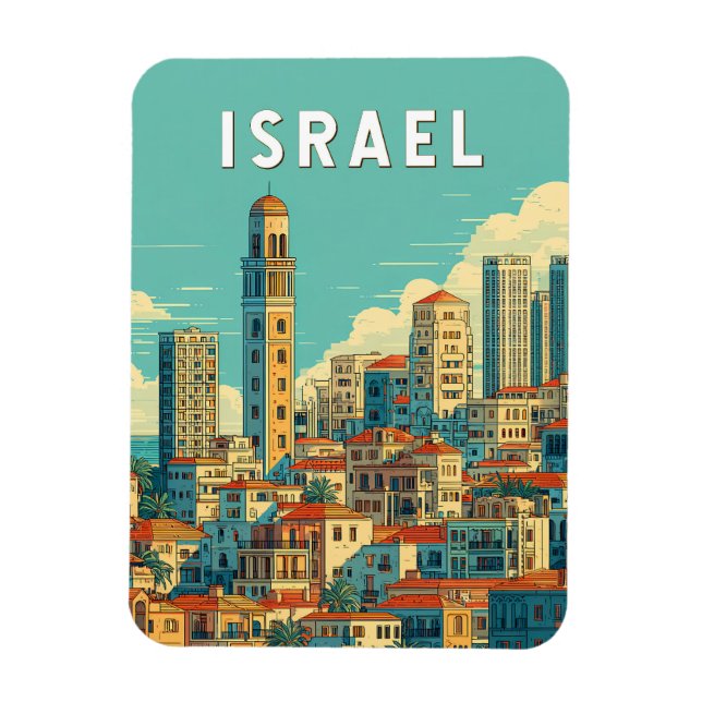 Imán Israel Illustration Travel Art Vintage (Vertical)