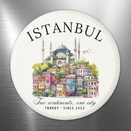 Imán Istanbul Turkey Watercolor Skyline city