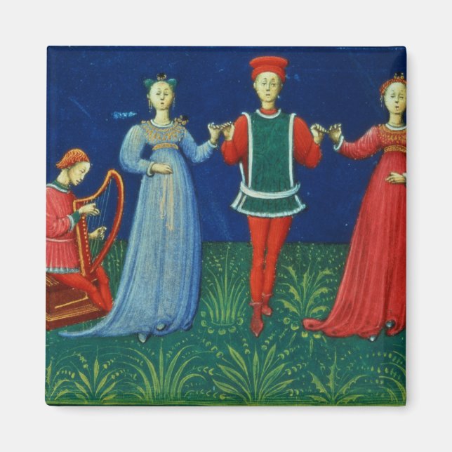 Imán It 973 f.21v Un Caballero bailando con dos Damas, (Frente)