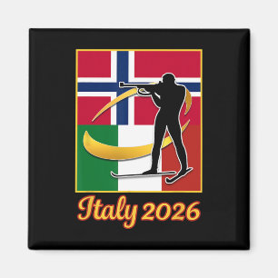 Imán Italia 2026 Biathlon Noruega E Italia Bandera Invi