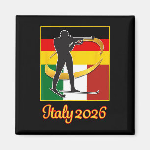 Imán Italia 2026 Biatlón Japón Italia Bandera Invierno