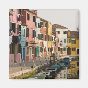 Imán Italia, Burano. Casas coloridas de la línea a