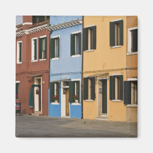 Imán Italia, Burano. Colorida hilera de casas y vacías