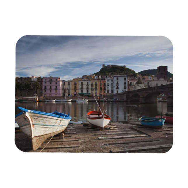 Imán Italia, Cerdeña, Bosa. Río Temo y Ponte (Horizontal)