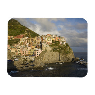 Imán Italia, Cinque Terre, Manarola. Pueblo en el acant