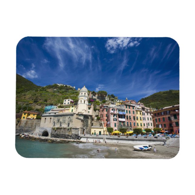 Imán Italia, Cinque Terre, Vernazza, puerto e iglesia 2 (Horizontal)