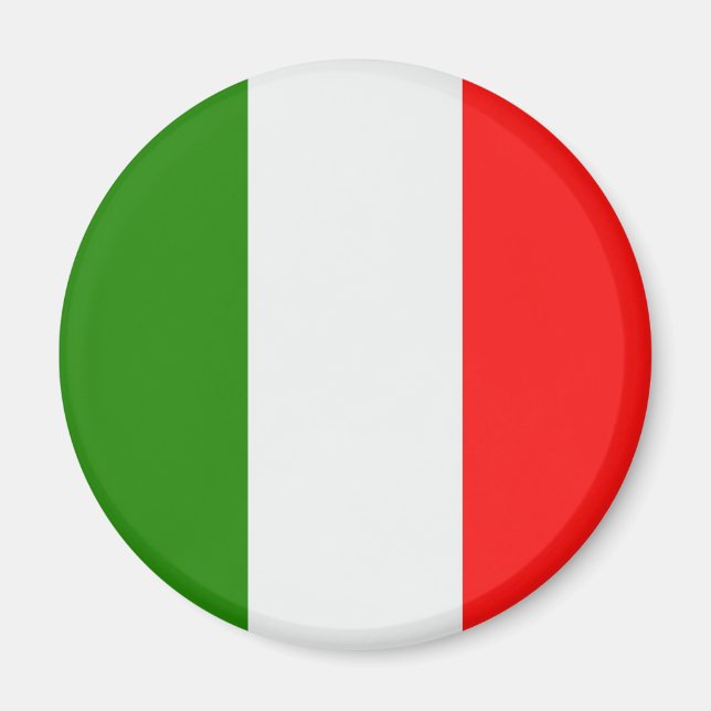 Imán Italia, colores de la bandera rojo, blanco, verde, (Frente)