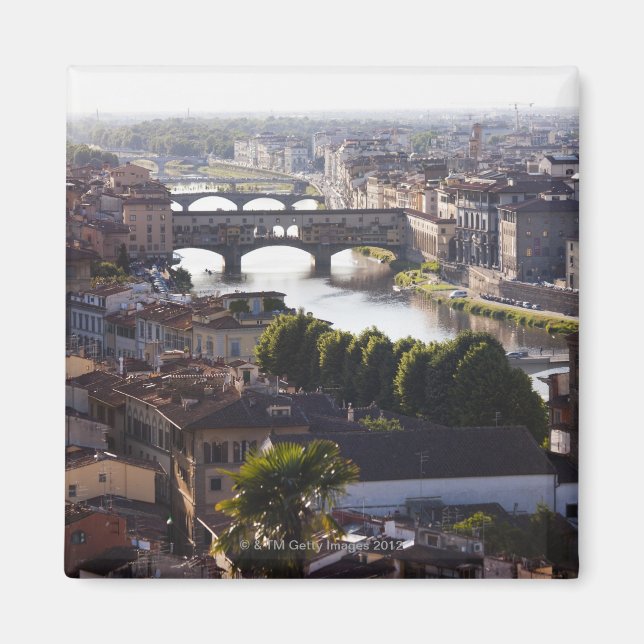 Imán Italia, Florencia, Ponte Vecchio y Río Arno (Frente)
