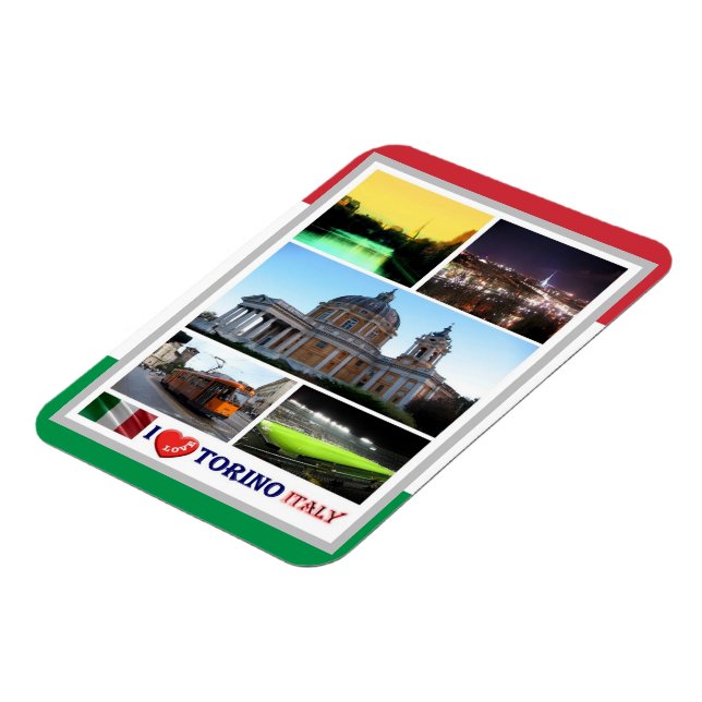 Imán Italia - Piamonte - Torino - I Love - Magnet (Lado Izquierdo)