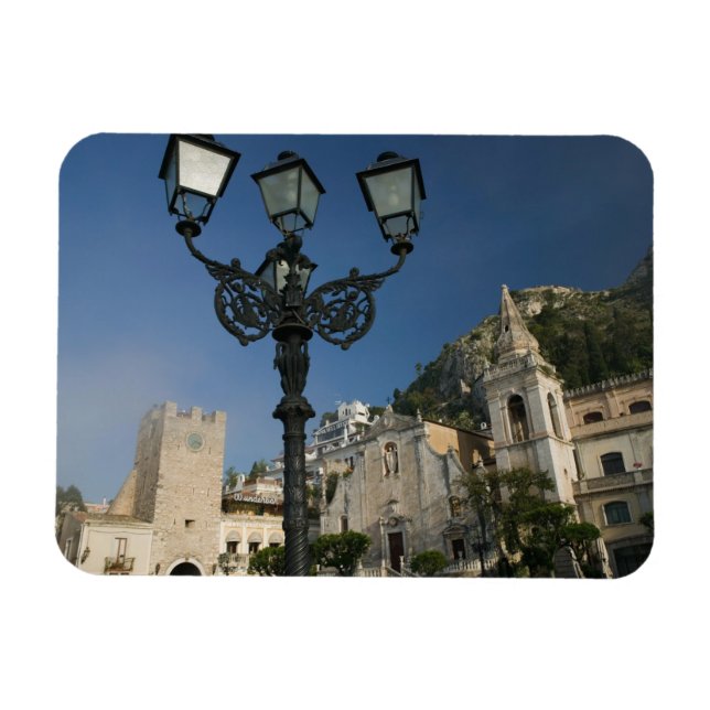 Imán ITALIA, Sicilia, TAORMINA: Piazza i Aprile, San (Horizontal)