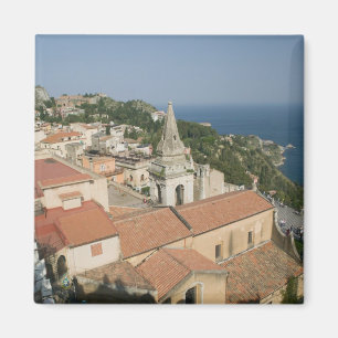 Imán ITALIA, Sicilia, TAORMINA: Vista hacia Piazza IX