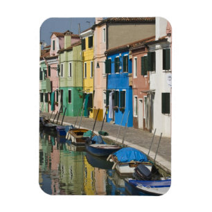Imán Italia, Venecia, Burano. Casas multicolores a lo l