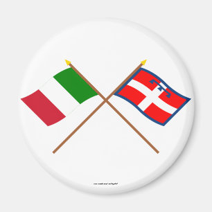 Imán Italia y banderas cruzadas Piemonte