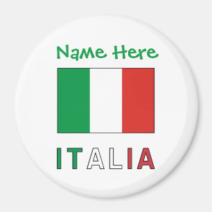 Imán Italia y Bandiera Italiana Personalización Verde